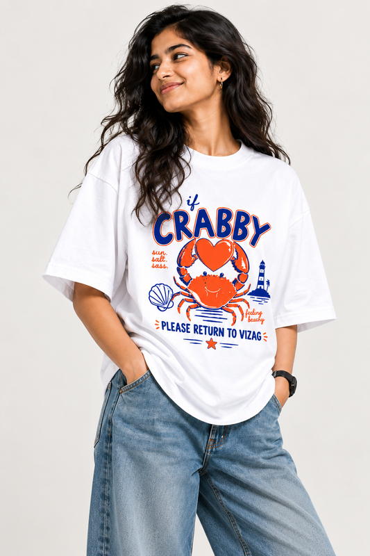 Crabby Please Return to Vizag Women's Oversized T-Shirt