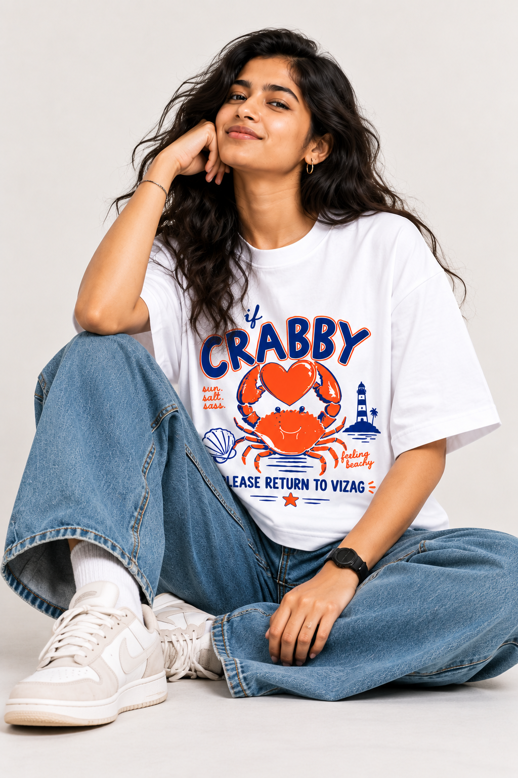 Crabby Please Return to Vizag Women's Oversized T-Shirt