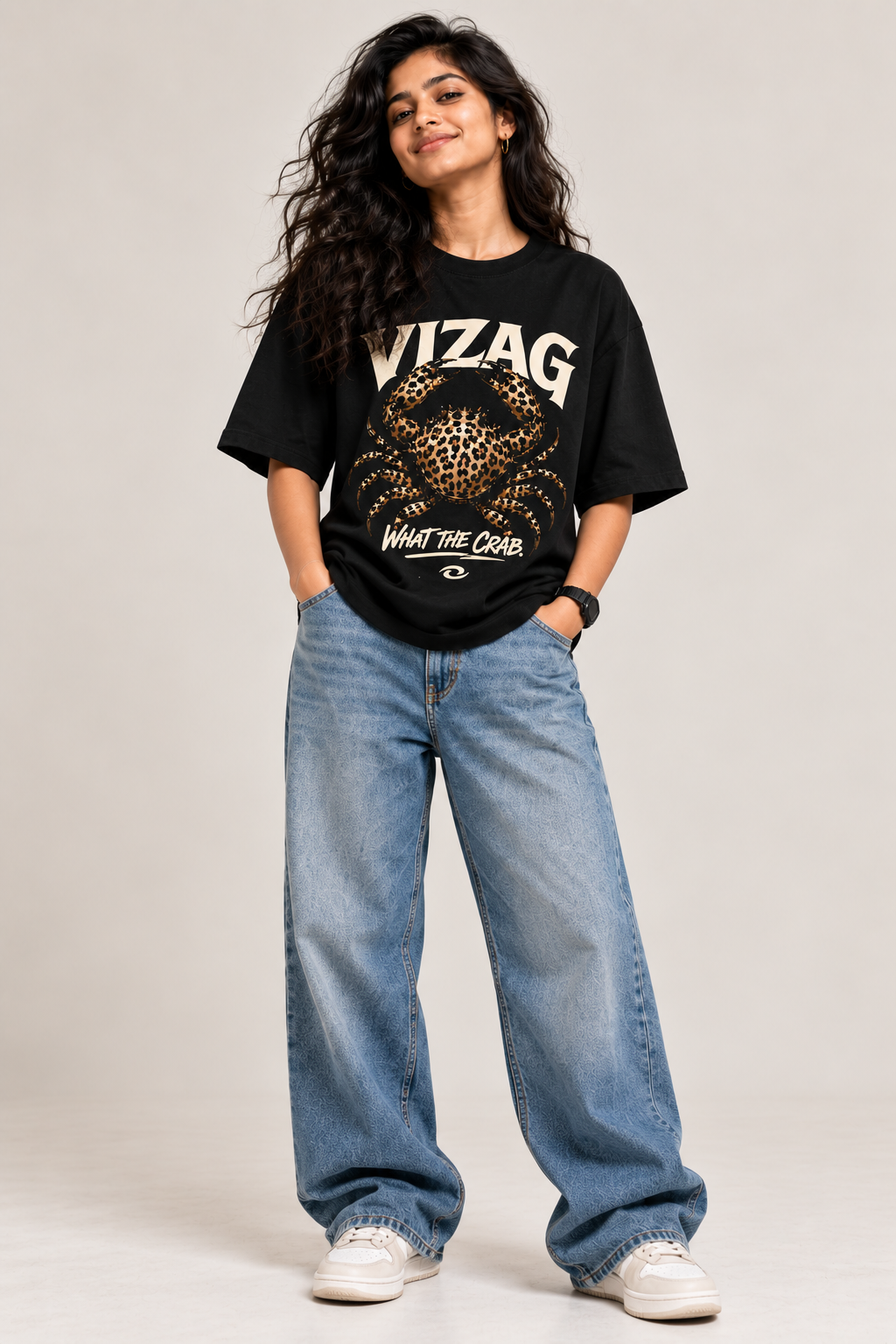Vizag What The Crab Women's Oversized T-Shirt