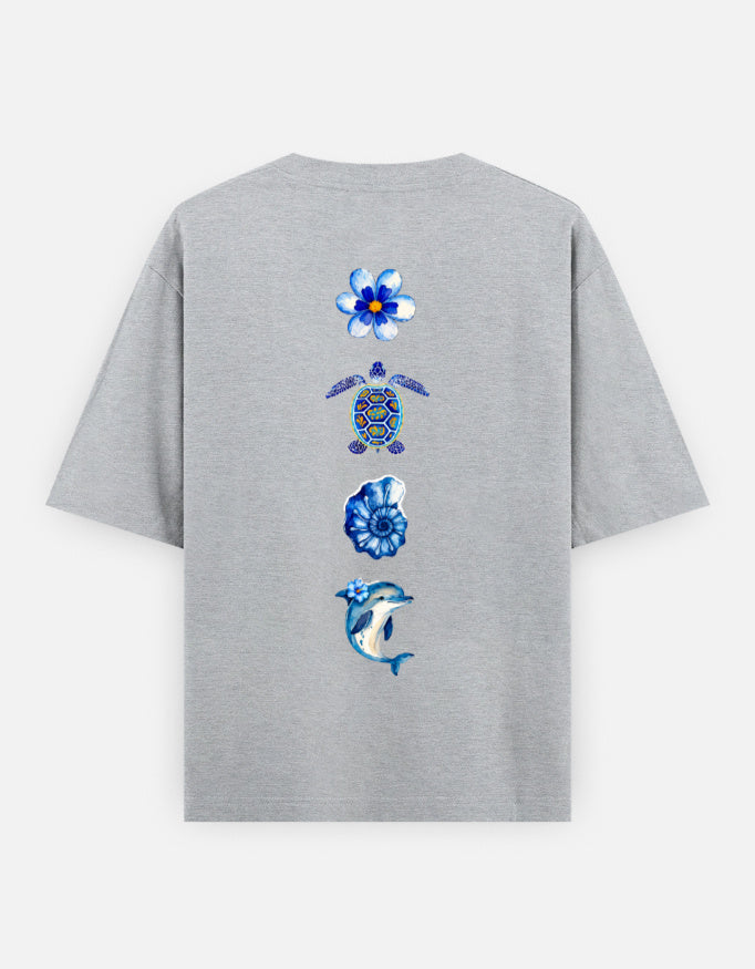 Beach Ki Velthunna Telugu oversized T-shirt back print, Grey Melange by STRTCULT